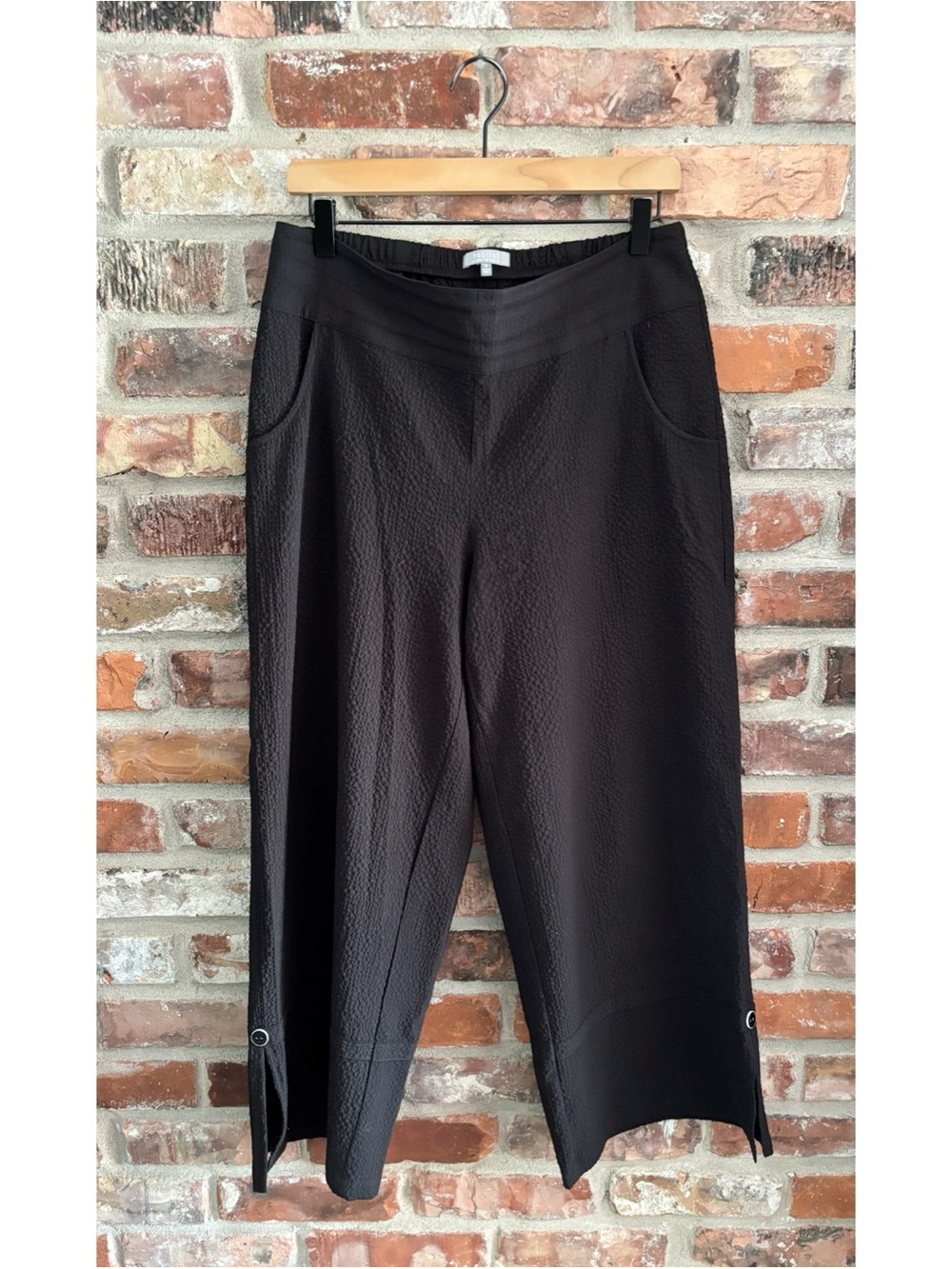 Habitat Black Textured Wide Leg Crop Pants, M